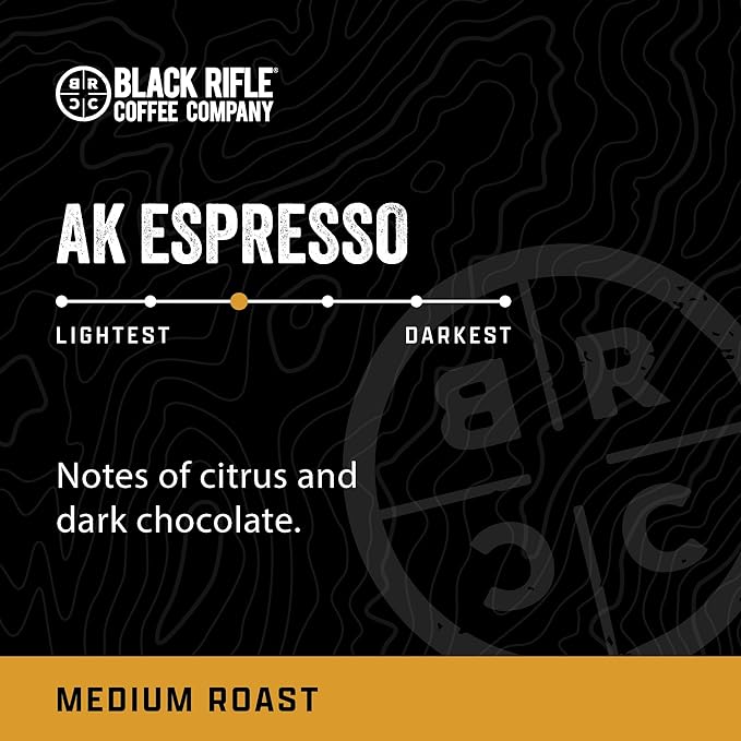 Black Rifle Coffee Company AK Espresso, 12 Count, Medium Roast K Cups - Single Serve K Cups Coffee Pods - Kcup Pods Compatible with Keurig 1.0 & 2.0 - Made from Arabica Beans