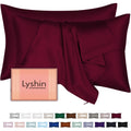 LYSHIN Silk Pillow Cases 2 Pack Standard Size with Zipper, Burgundy