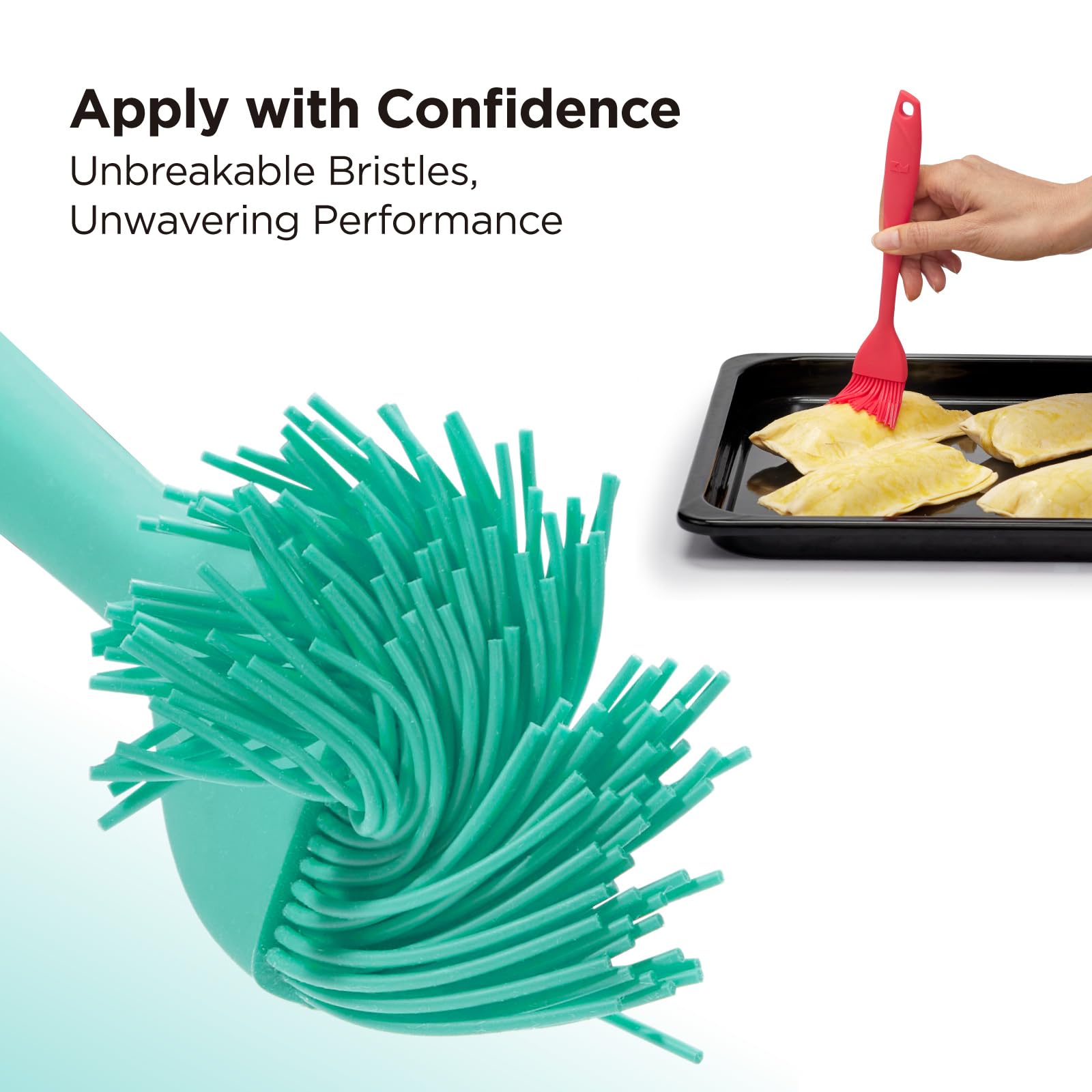 Kitchen Mama WaltzGrip Platinum Silicone Basting Pastry Brush, Teal