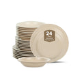 Stone Lain Orbit 24-Piece Dinnerware Set Stoneware, Plates and Bowls Set, Pasta Bowls, Microwave and Dishwasher Safe, Dish Set for 8, Beige