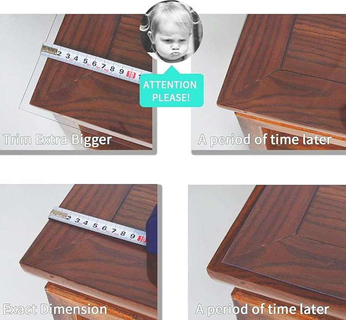 NECAUX Custom 24 x 32 Inch Clear Desk Cover Protector, 1.5mm Thick Plastic Desk Pad, Clear Desk Protector, Desk Mat on top of Desk, Decorative Table Protector for Computer Writing Desk, Side Table