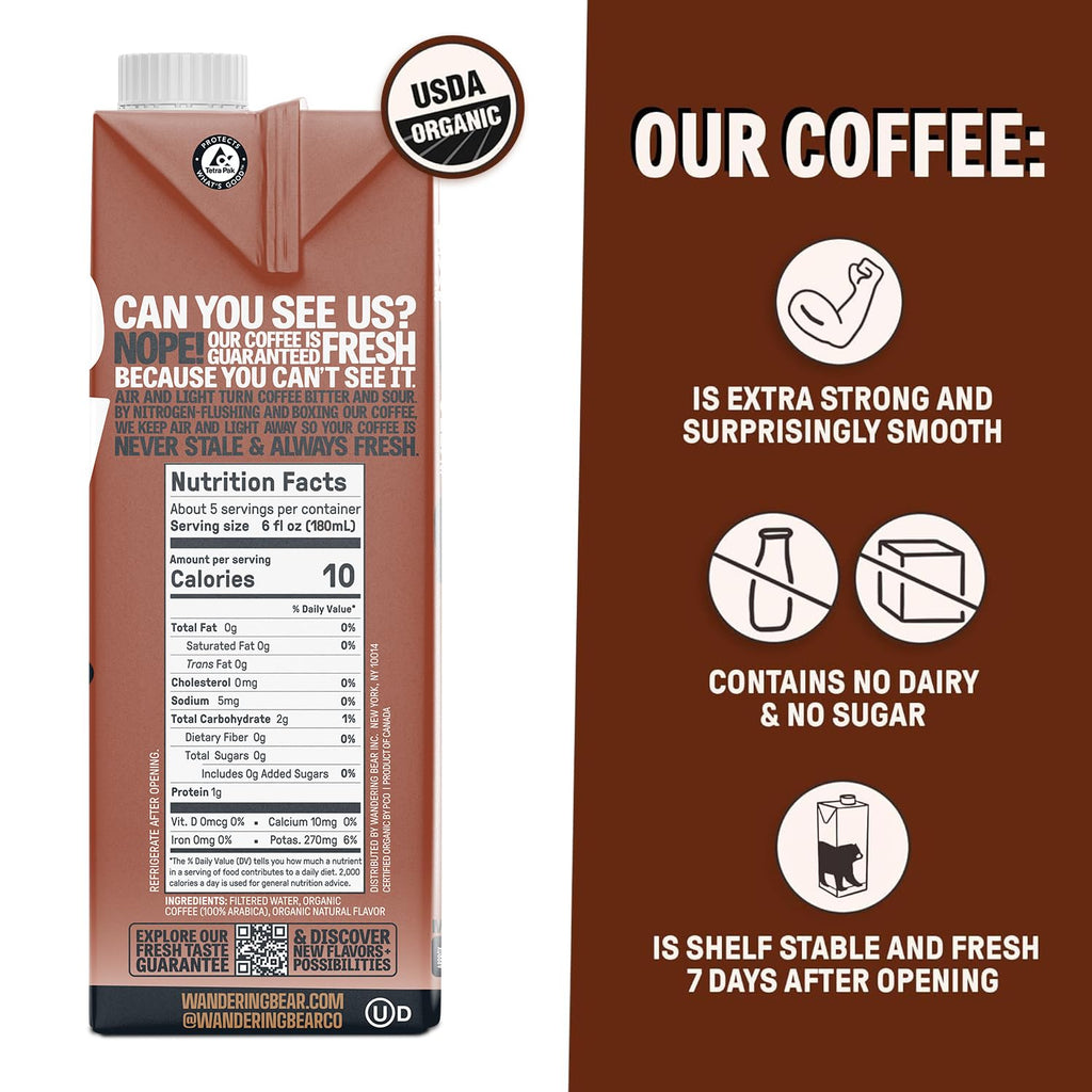 Wandering Bear Organic Cold Brew Coffee Variety 3 Pack - 32 fl oz Each