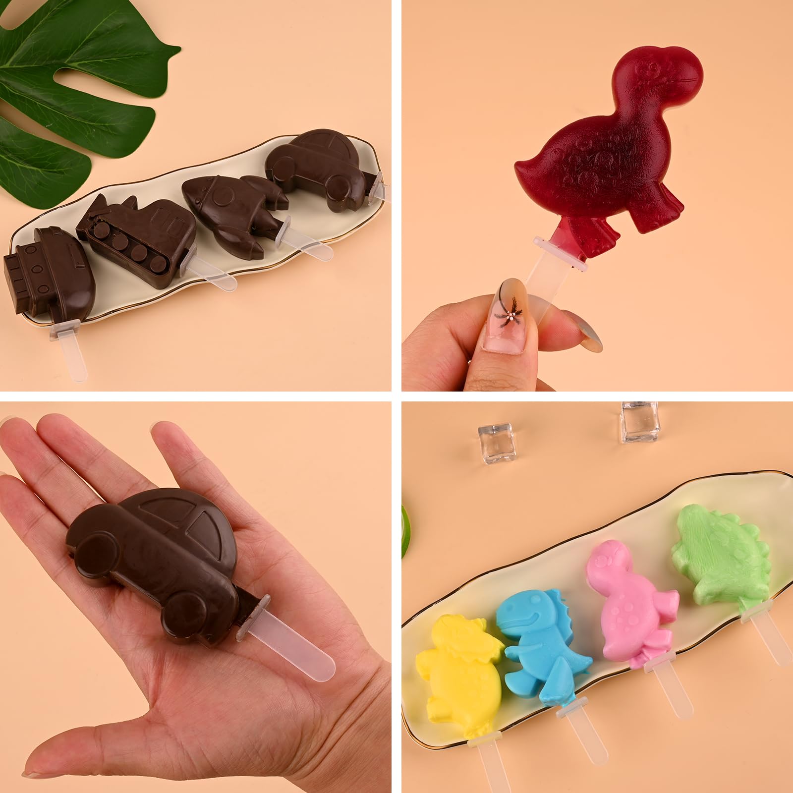 WMKGG Cartoon Silicone Popsicle Molds for Kids, 2 PCS Popsicles Molds