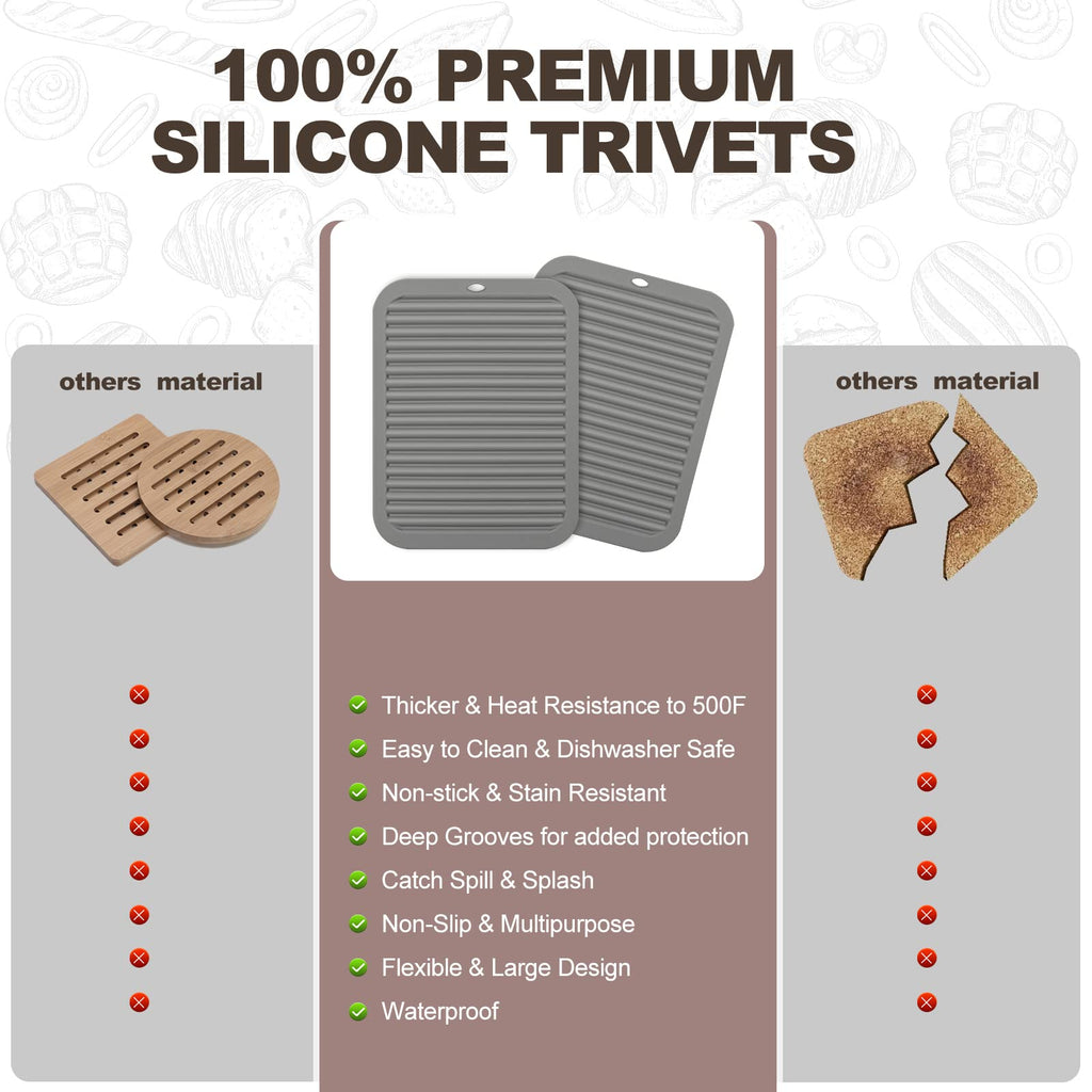 Joyhalo 2 Pack Square Trivets for Hot Dishes