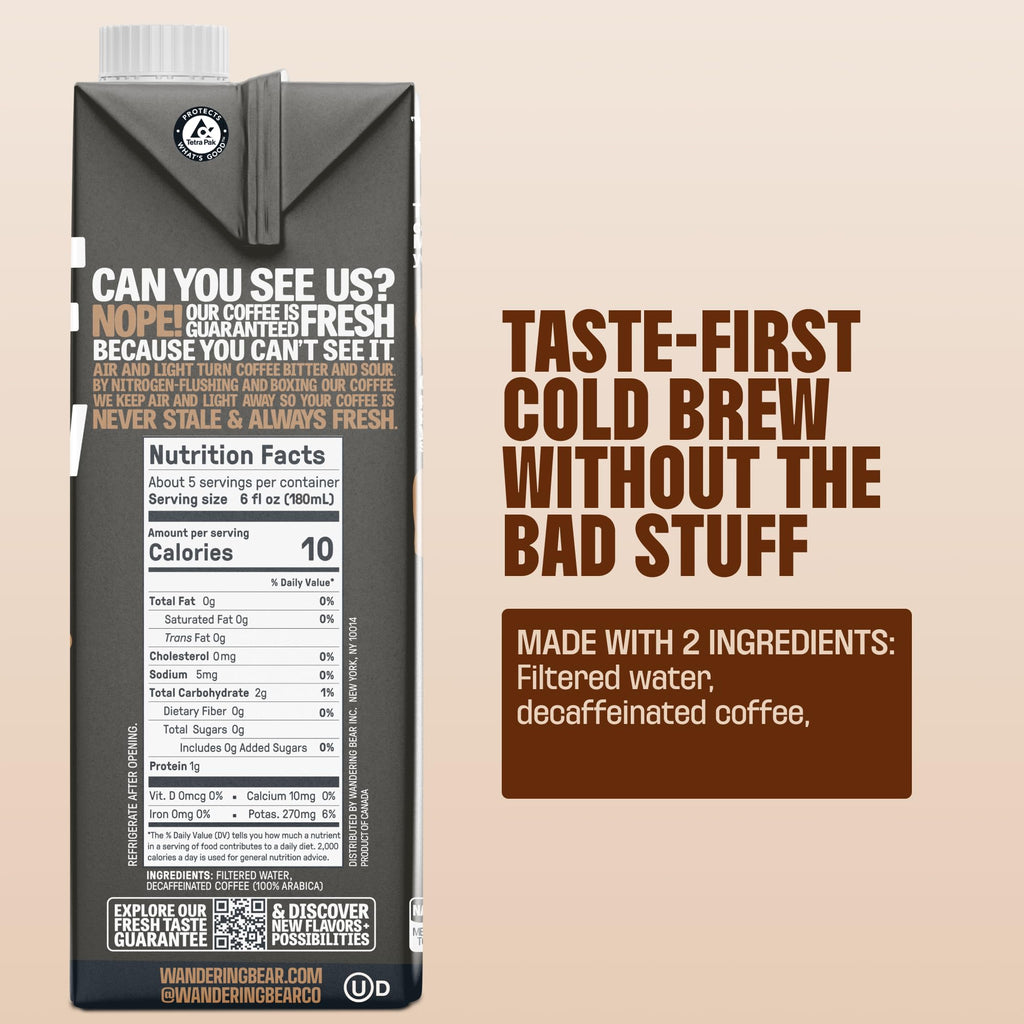 Wandering Bear Decaf Cold Brew Coffee - 32 fl oz, 3 Pack