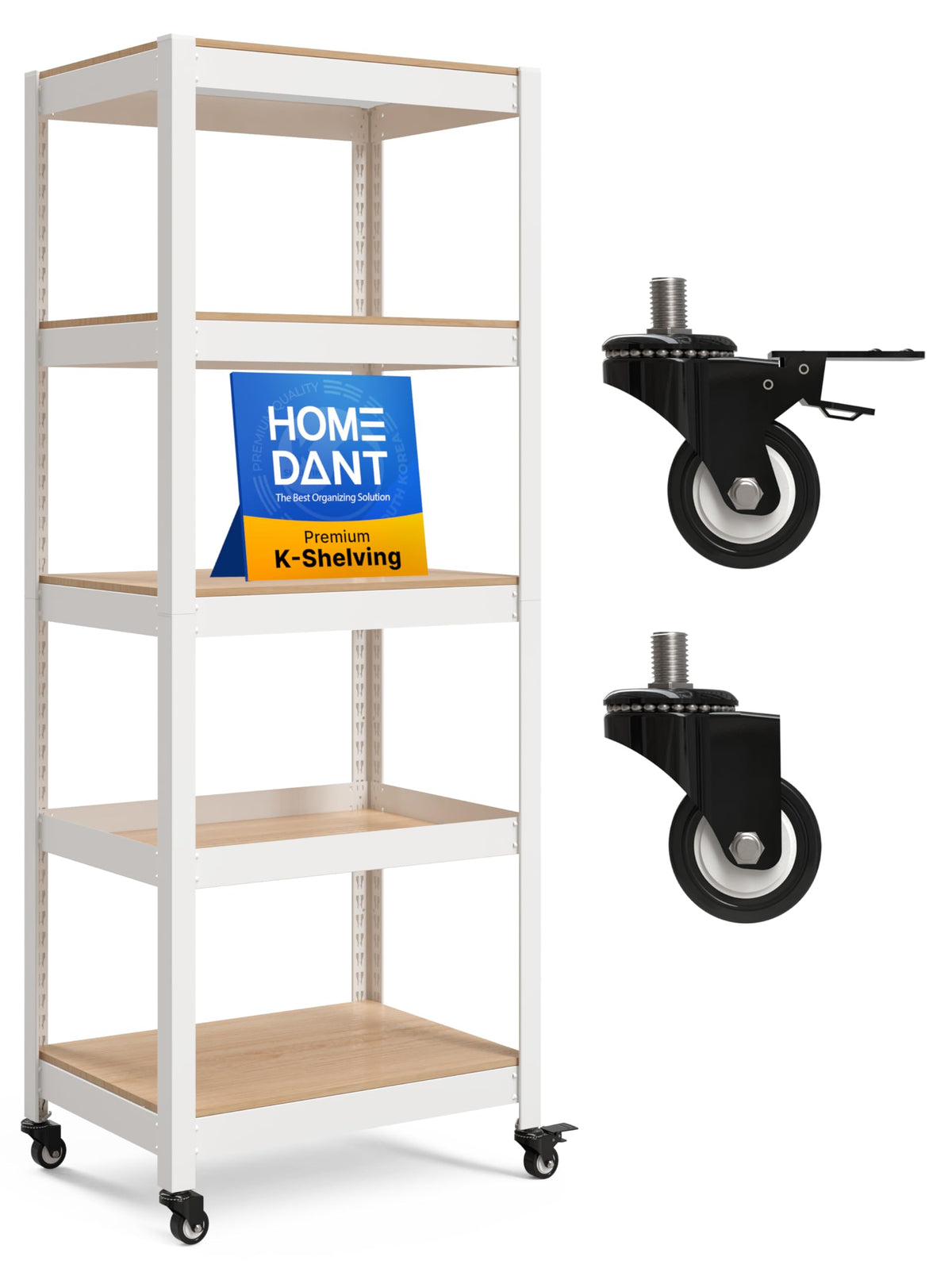 HOMEDANT House Black 36.2" W 5 Tier Rolling Storage Shelves Metal Cart