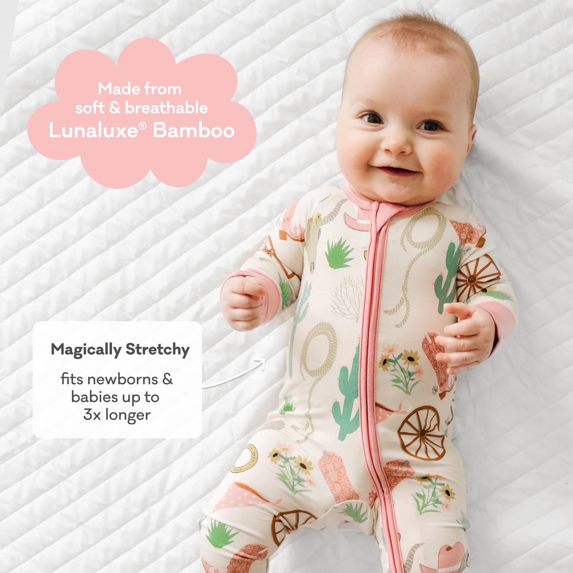 Little Sleepies Baby Pajamas, Pink Ready to Rodeo, Preemie