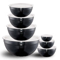 LKTDYMEG Black Mixing Bowls with Lids Set of 7, Stainless Steel Nesting Bowl with Khaki Lid for Non-slip Mixing Prepping Storing Serving, 7 Sizes-7/3.6/2.7/2.1/1.5/1/0.8 QT