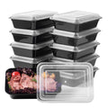 FULIGN 24 oz Meal Prep Containers With Lids Reusable 150 Pack Extra-thick Plastic Food Storage Black Disposable To Go Lunch Box BPA Free Stackable Microwave Dishwasher Freezer Safe