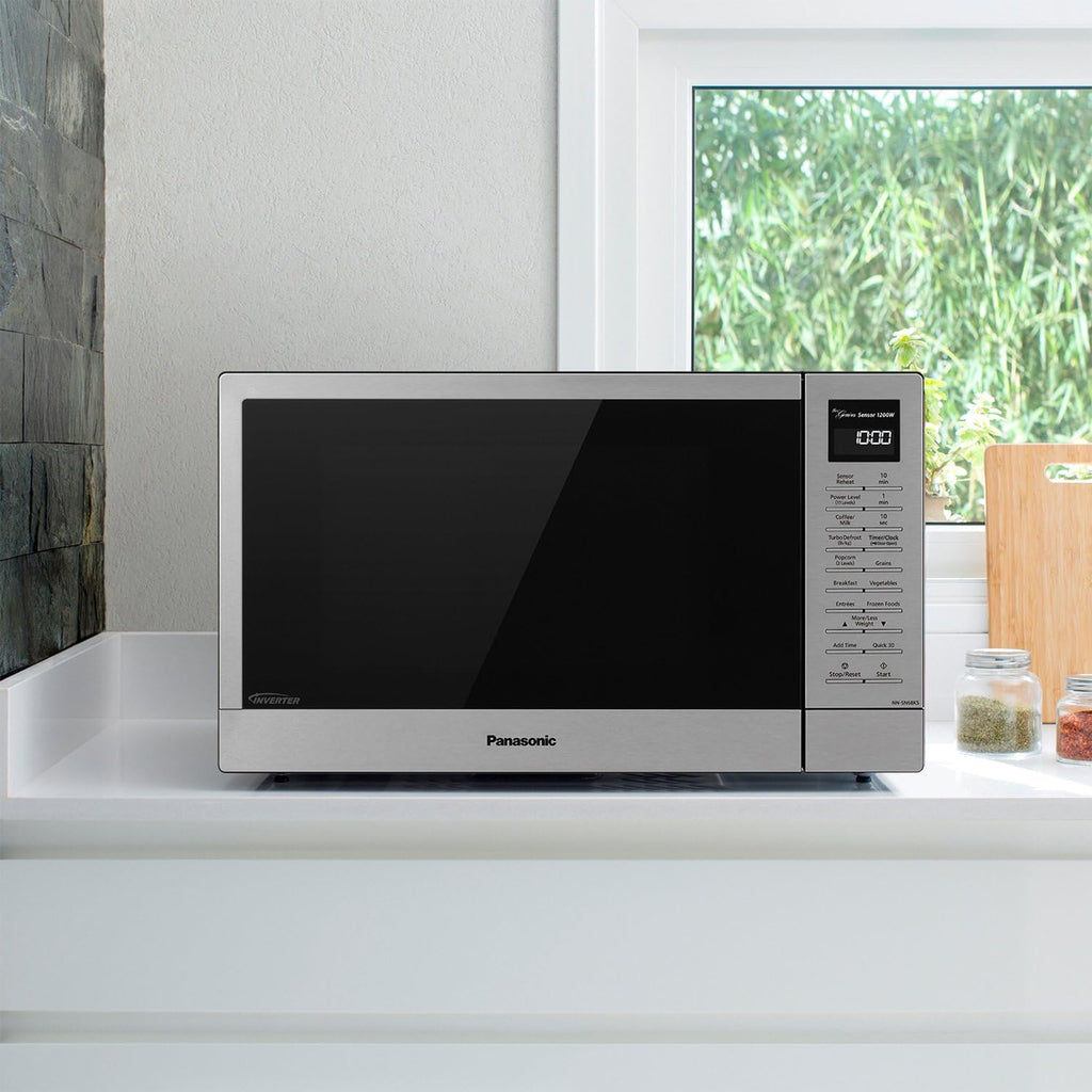 Panasonic NN-SN68KS Compact Microwave Oven with 1200W Power, Sensor Cooking, Popcorn Button, Quick 30Sec & Turbo Defrost, 1.2 cu.ft, Stainless Steel