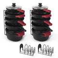 Cuisinel Pan Organizer for Cast Iron, XL 5-Tier Rack, Matte Black 15.9"