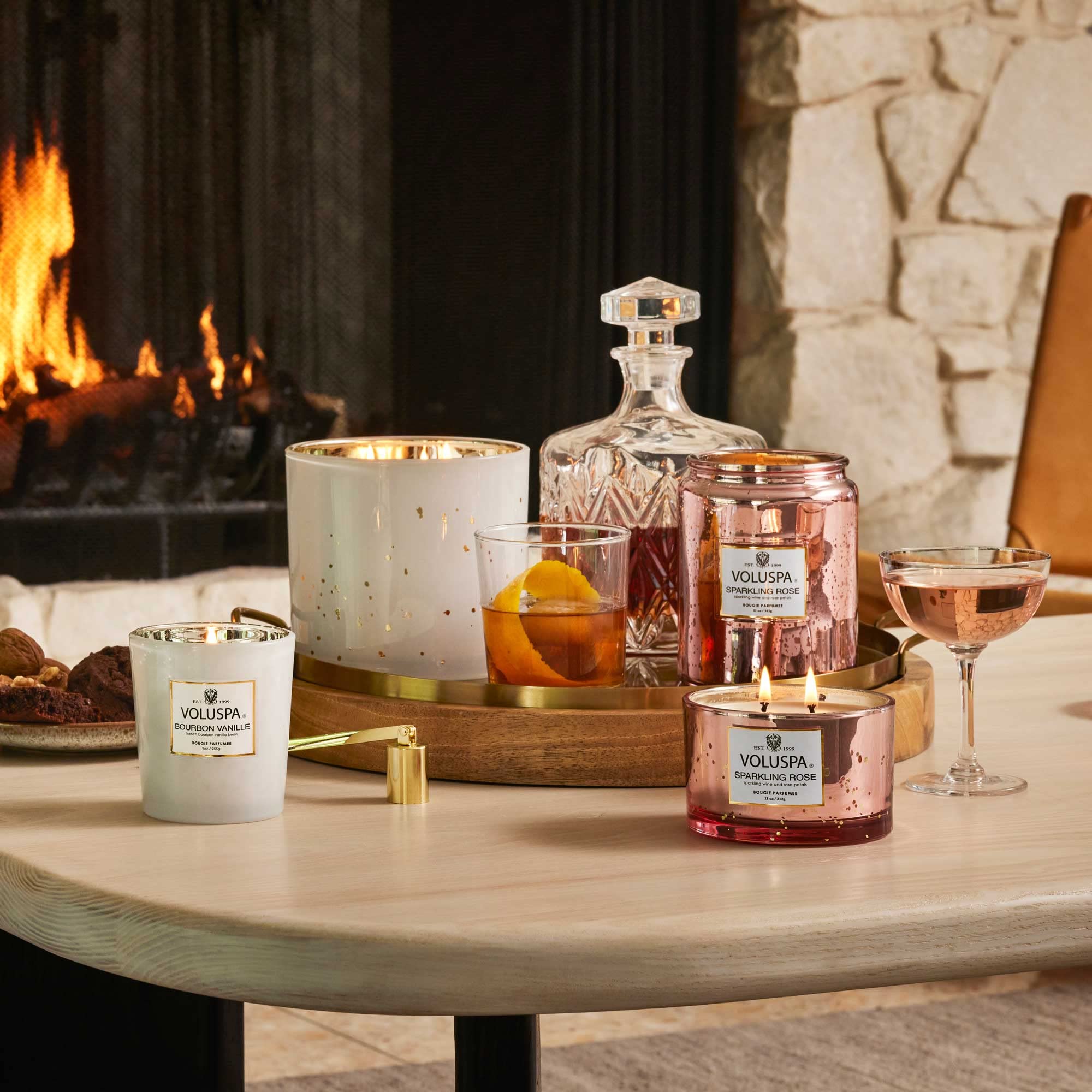 Voluspa Sparkling Rose, Large Candle Jar, 18 Ounce, 100 Hour Burn Time, Coconut Wax for Clean Burning, Handcrafted in the USA
