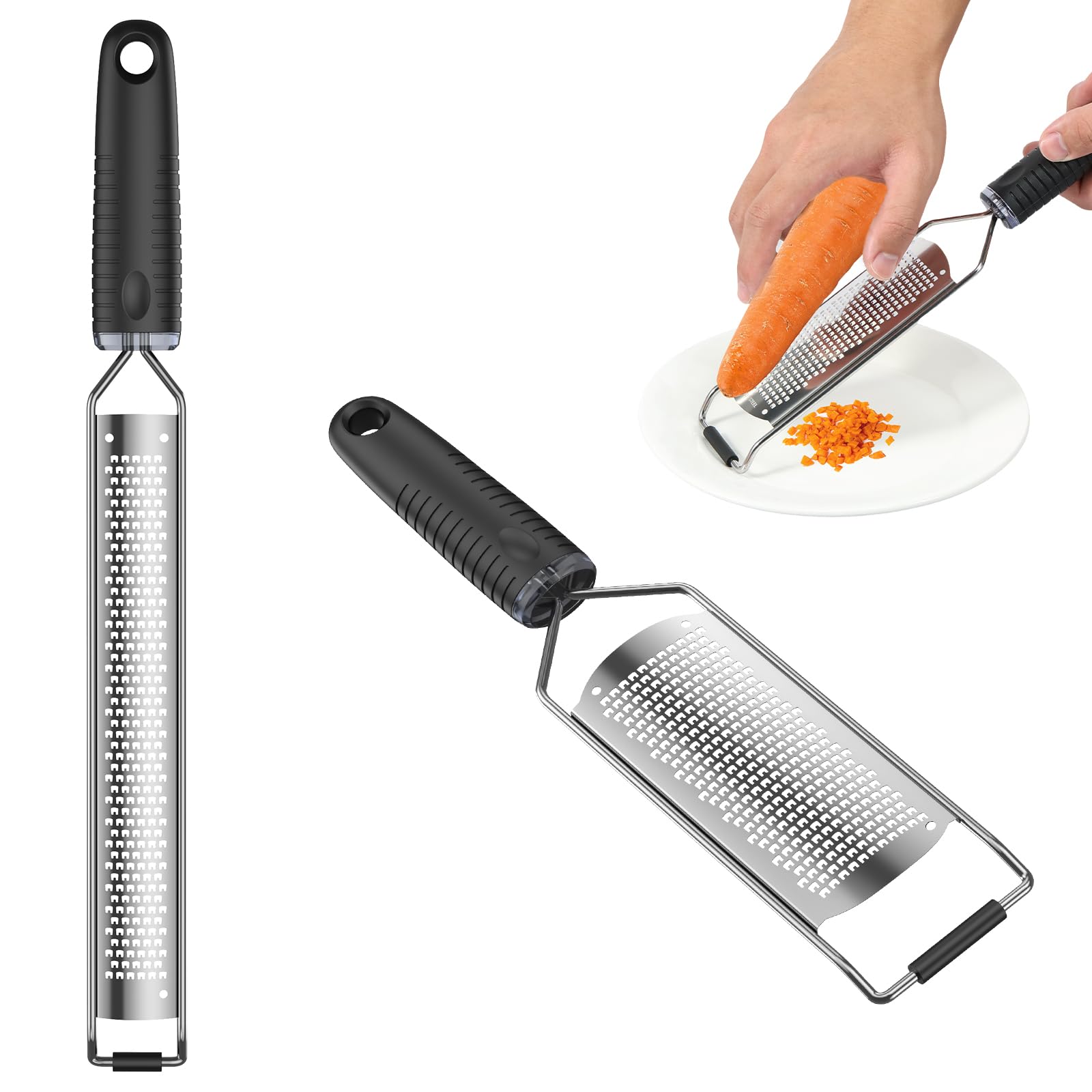 4Pcs Stainless Steel Grater for Different Food Grater with Non-Slip Handle for Vegetables Cheese Shredder and Lemon