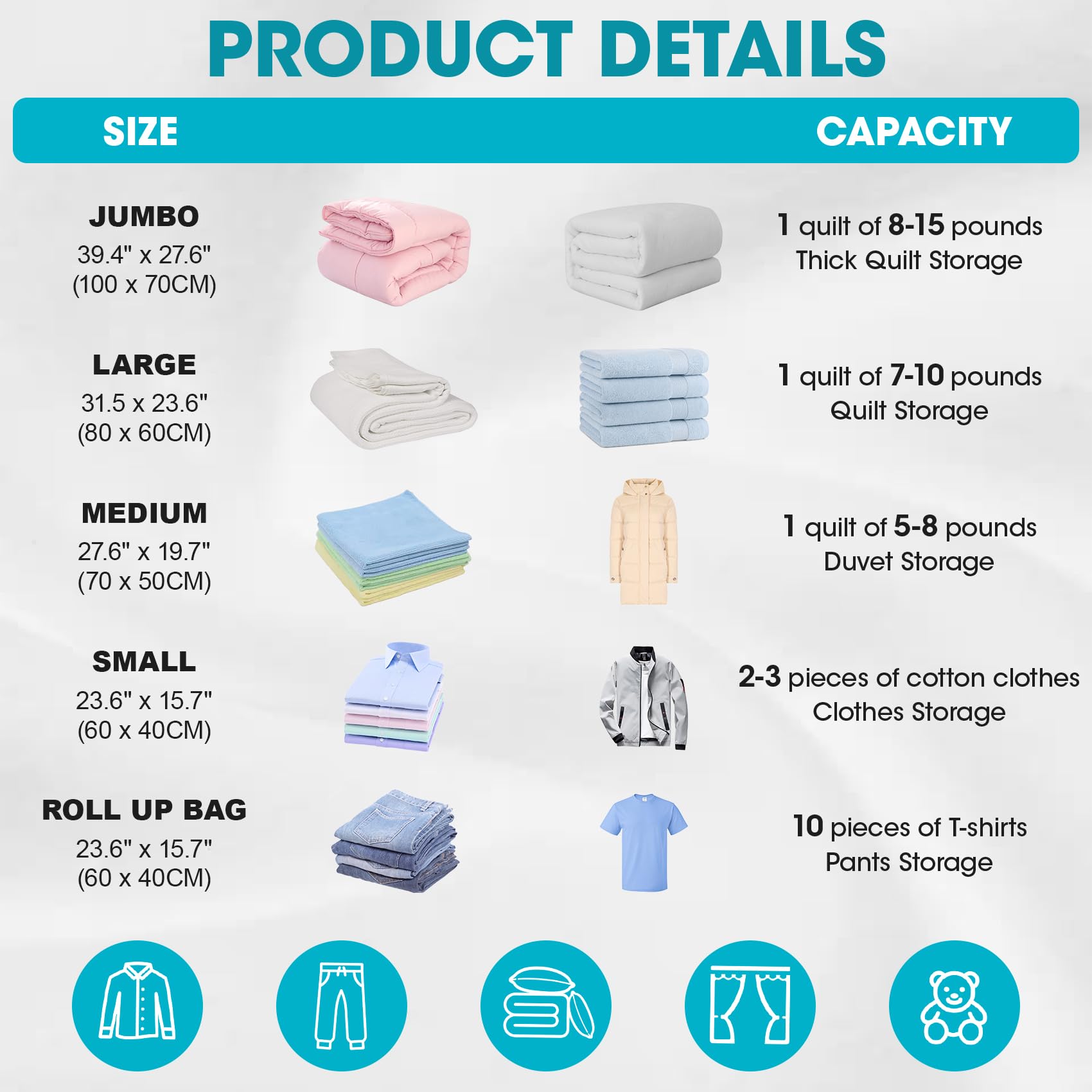 20 Pack Vacuum Storage Bags with Electric Pump, Compression Space Saver Vacuum Seal Bags 4 Jumbo/4 Large/4 Medium/4 Small/4 Roll Up Bags for Clothing Travel Comforters Blankets Pillows Bedding Duvets