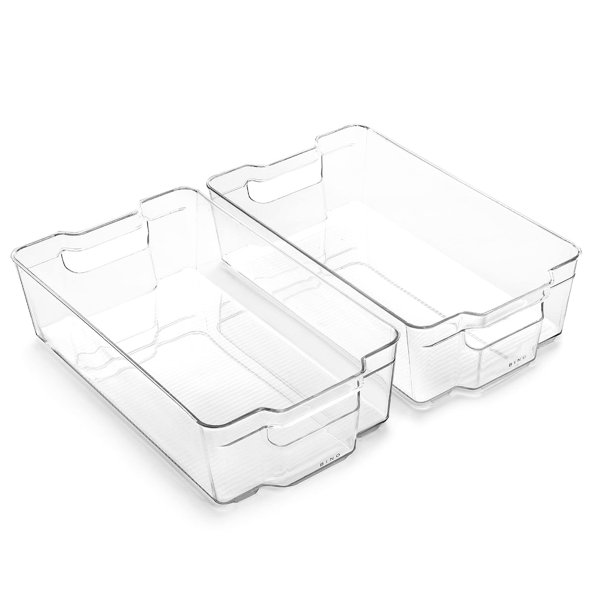 BINO | Stackable Storage Bins, Large - 2 Pack | THE STACKER COLLECTION | Clear Plastic Storage Bins | Built-In Handles | BPA-Free | Containers for Organizing Kitchen Pantry | Multi-Use Organizer Bins