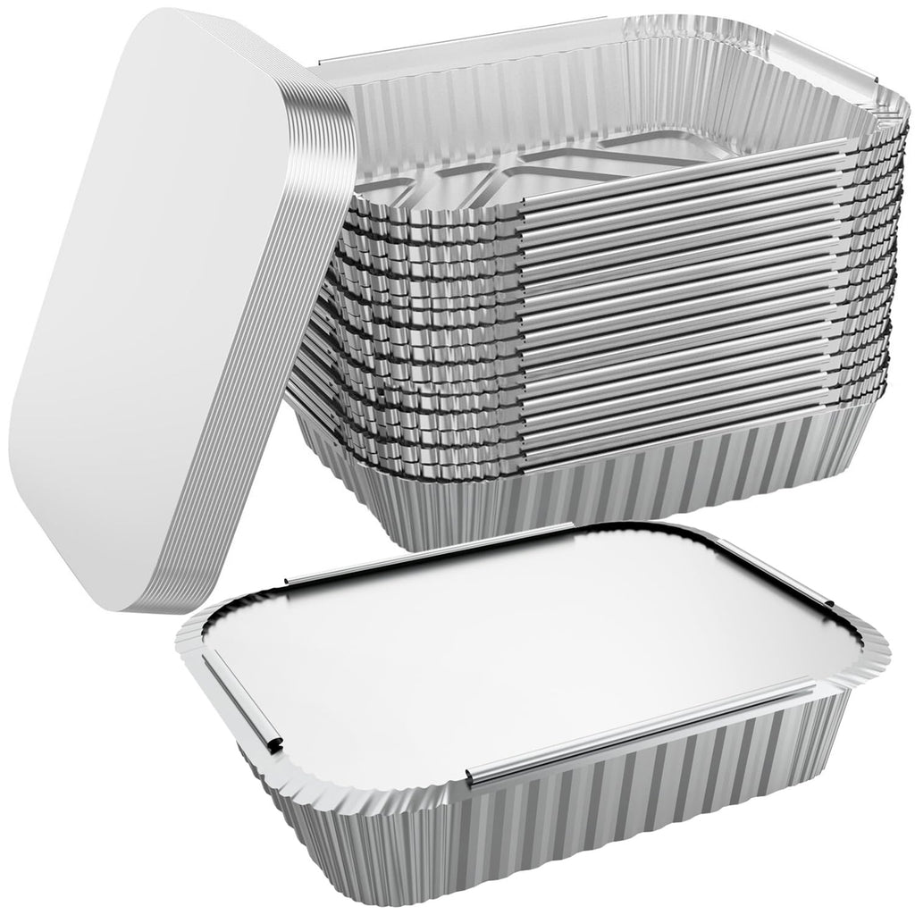 WANBAO 8.3"x6.2" 2.25LB Disposable Tin Foil Pans with Lids, 50 PACK