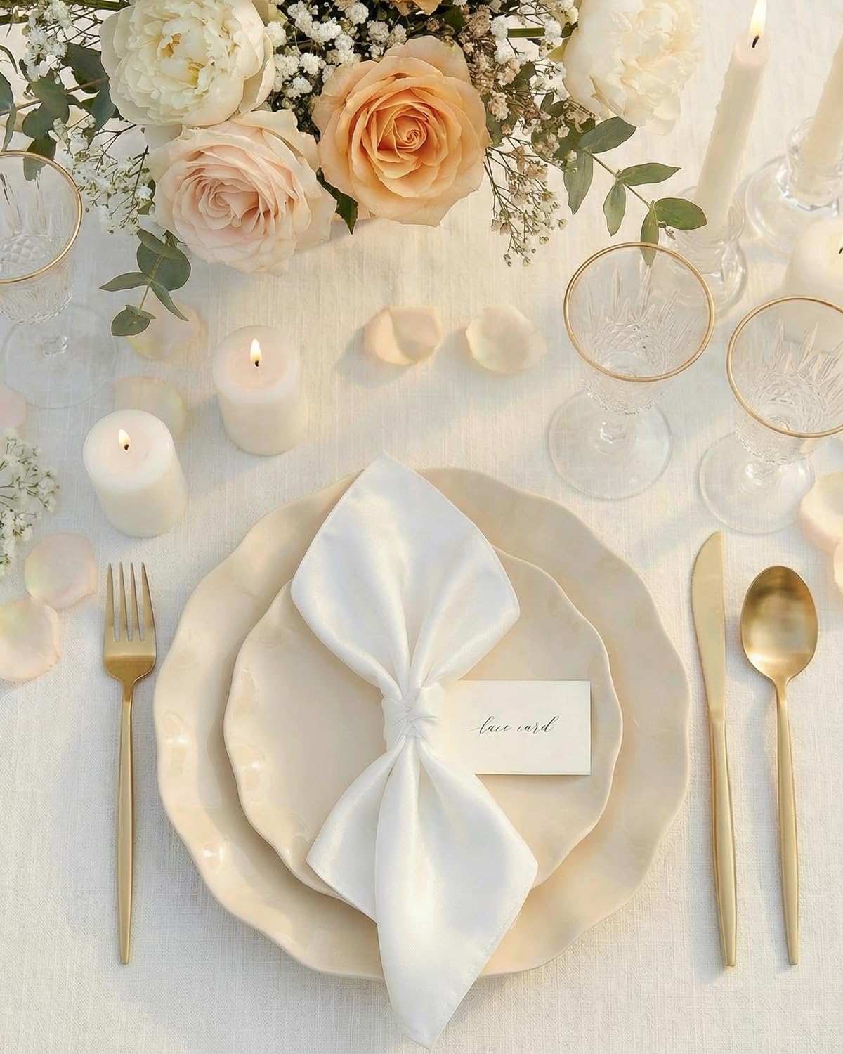 LIYH 24 Pcs Plastic Plates Reusable,Unbreakable Dinner Plates, Scalloped Plastic Plates, Dishwasher Safe,Ivory Plate Sets Perfect for Parties, Birthday, Picnics, BPA Free(12Guests)