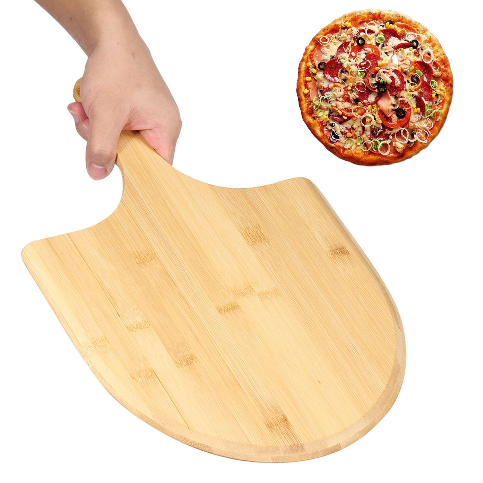 2 Pack Pizza Peel 11 Inch, Natural Bamboo Pizza Spatula Wooden Pizza Spatula Paddle Board for Home Pizza Cutting，Cheese, Bread,Fruit,Vegetable Oragaznie (2)