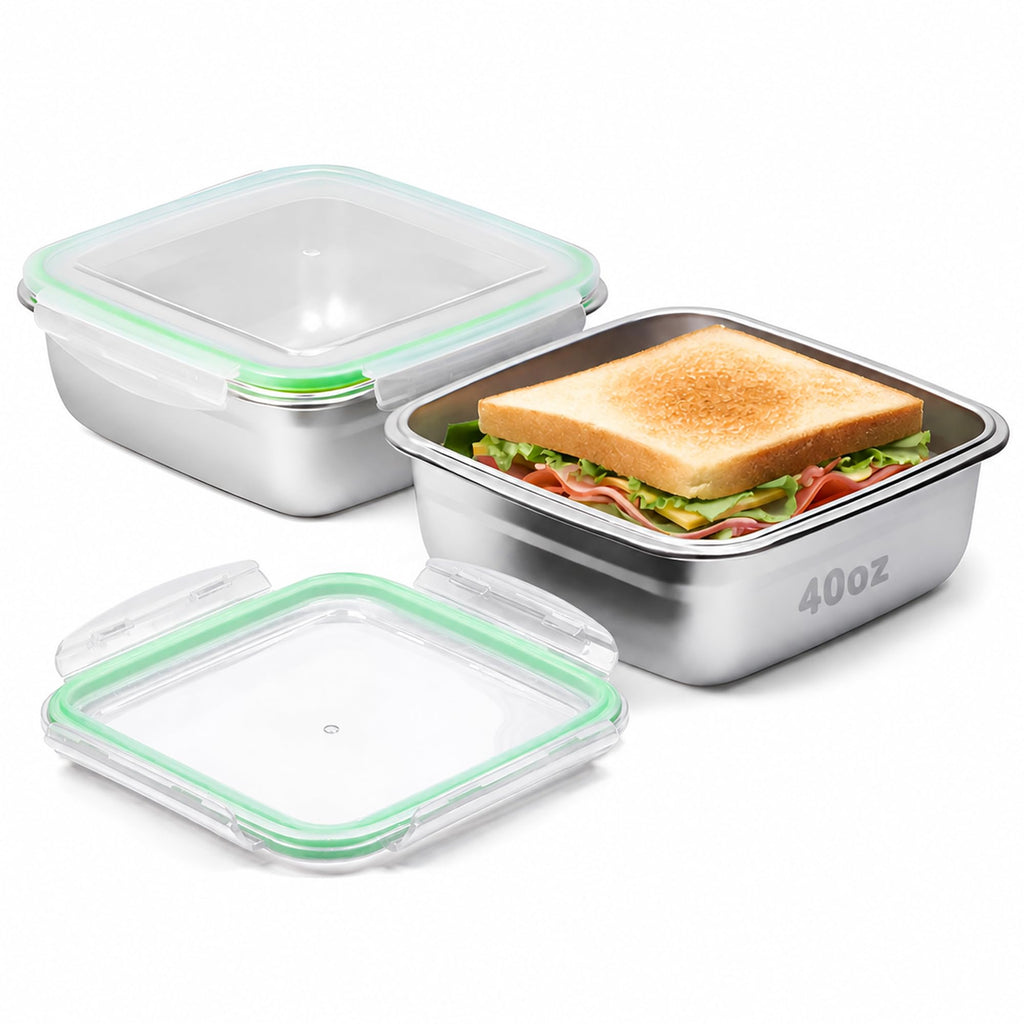 CLWVPCOT 40 oz Stainless Steel Sandwich Containers with Lids, 2 Pack