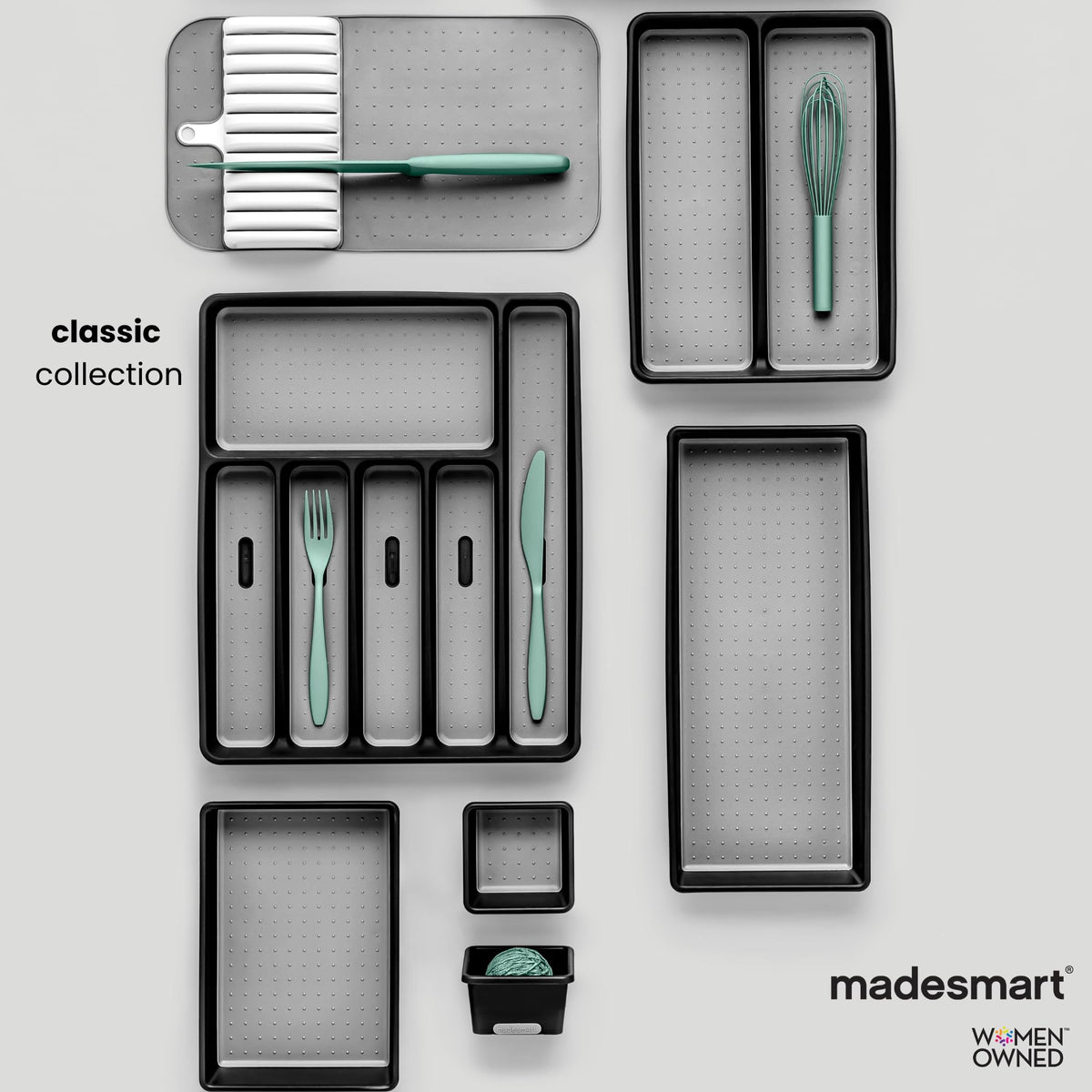 madesmart Classic Expandable Compartment Utensil Tray, White
