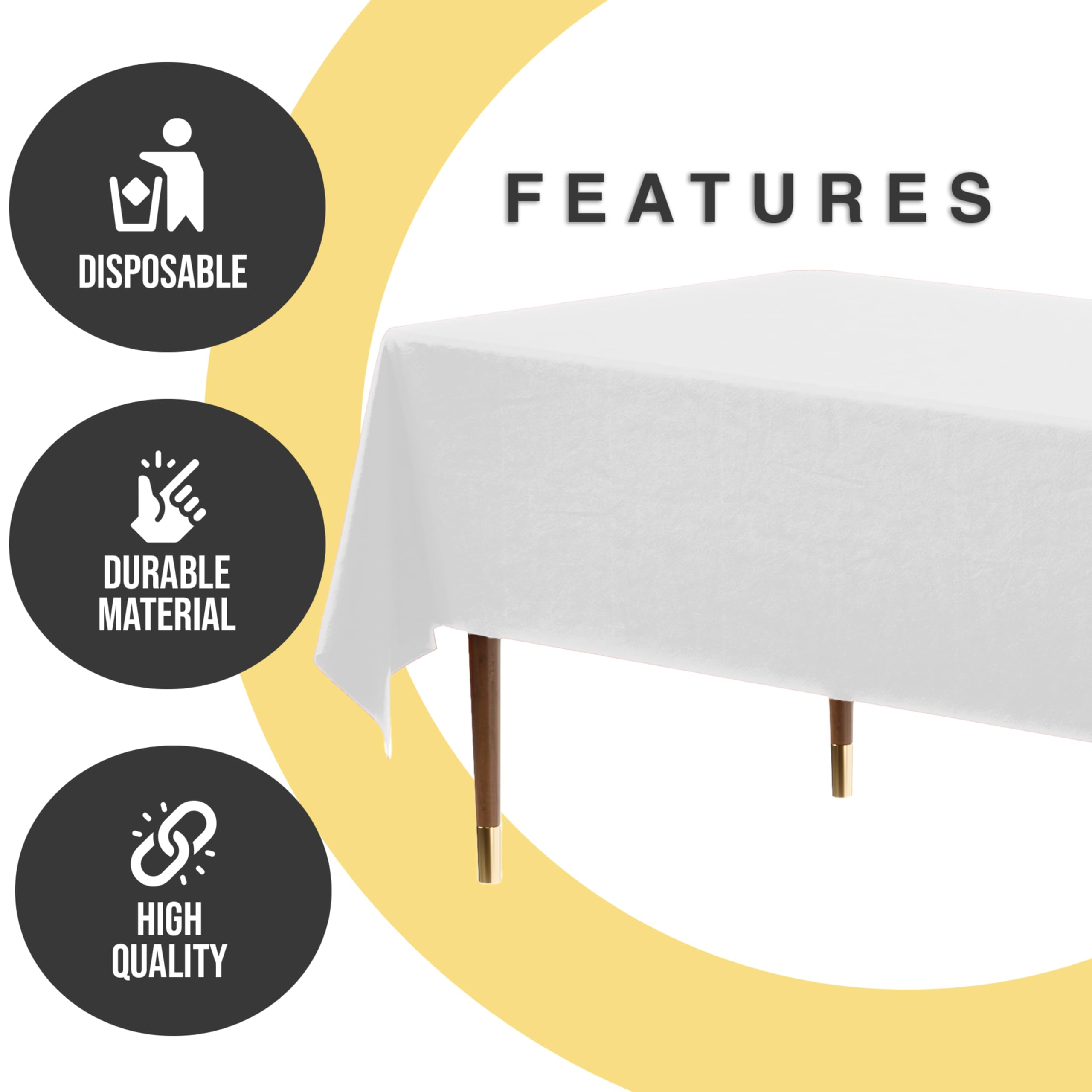 Exquisite 66% Thicker Premium Plastic Table Cloth Rectangle Table Cover 0.5 Mil 12 Pack White Table Cloth 54 Inch x 108 Inch Disposable Tablecloth Won't Tear Easily Like Cheap Thin Brands