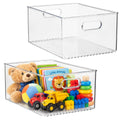 primebox 2 Pack Clear Plastic Organizer Bins with Handles for Home Organization. Storage Containers for Organizing Fridge, Freezer, Cabinet. Pantry, Great for Kitchen, Garage, Laundry Room. 10"x8"x5"