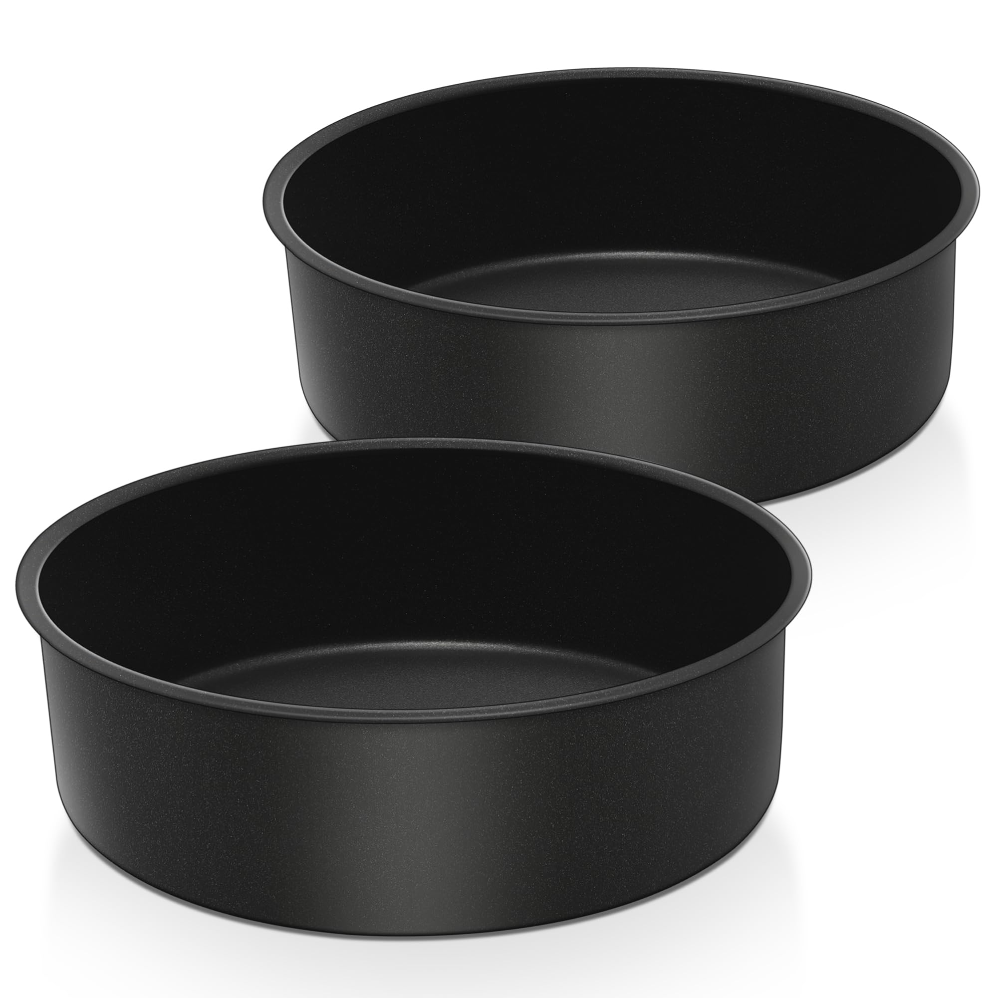 E-far 9½ x 3 Inch Cake Pan Set of 2, Nonstick Stainless Steel Round Cake Pans Tin for Baking Birthday Wedding Layer Cakes, Stainless Steel Core & Non-toxic Coating, Deep & Straight Side