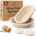 9" Round & 10" Oval Wood Pulp Banneton Bread Proofing Basket Set, Sourdough Banneton Basket Set, Bread Making Tool Brotform Sourdough Bread Baking Supplies