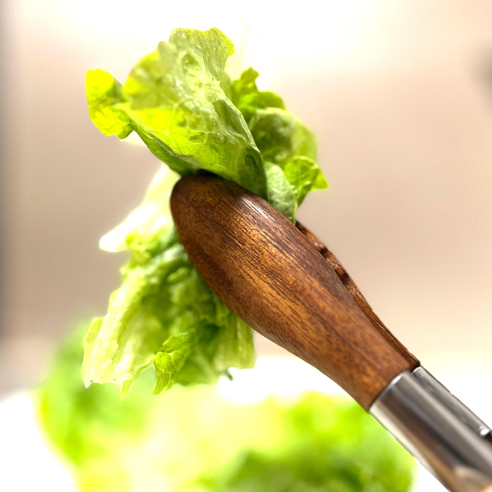 Wooden Tongs for Cooking with Walnut Tips, Serving & Salad Tongs