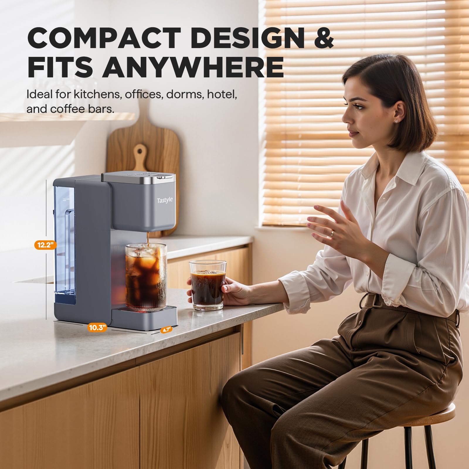 Tastyle Single Serve Coffee Maker for K Cups and Grounds with 3 Brew Styles