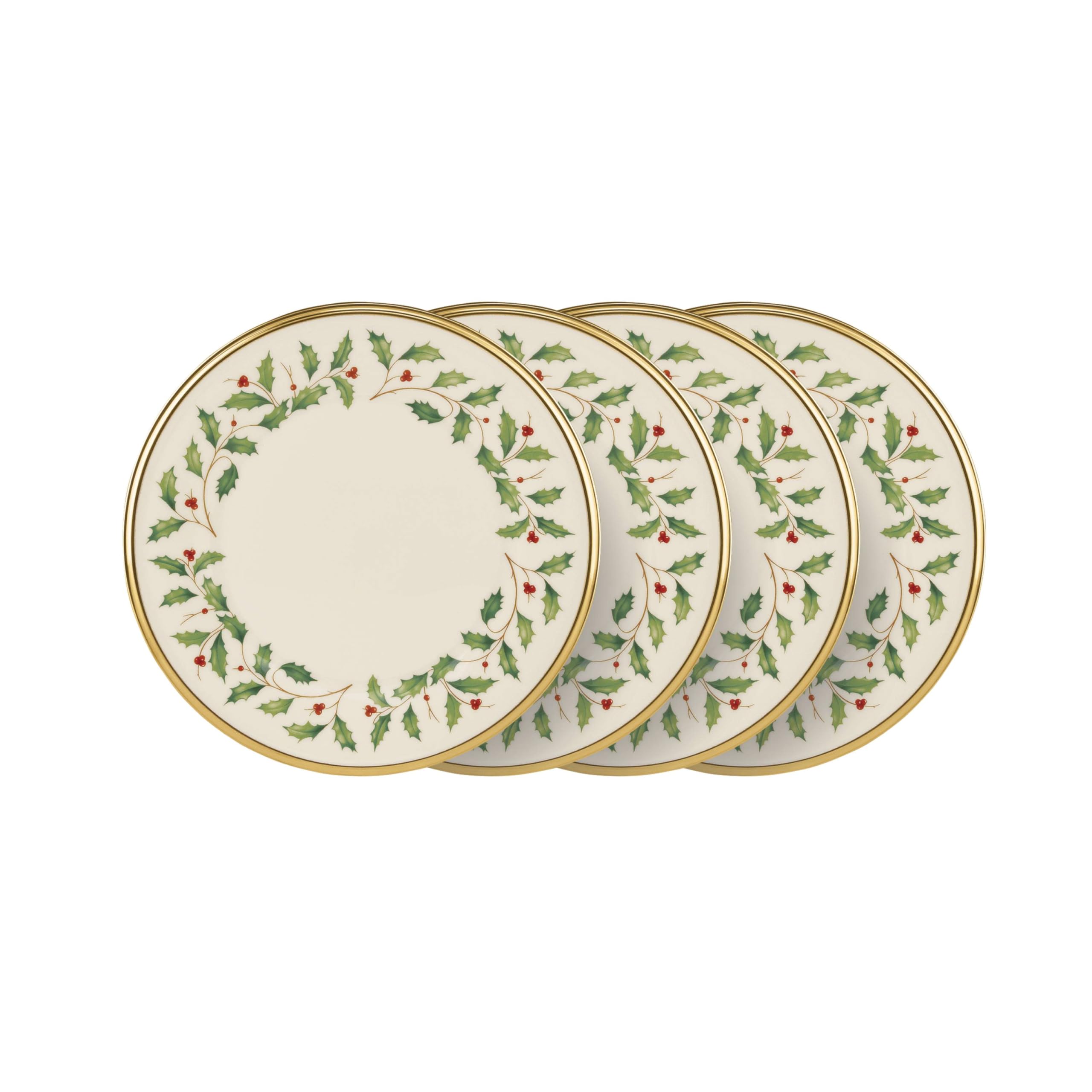 Lenox Holiday Porcelain Christmas Salad Plate Set for 4