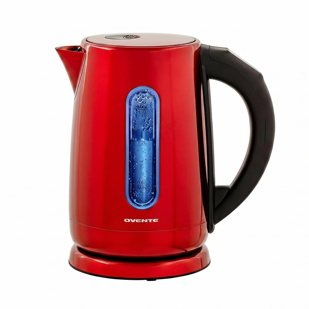 OVENTE Stainless Steel Electric Kettle with 5 Preset Settings, Red KS58R
