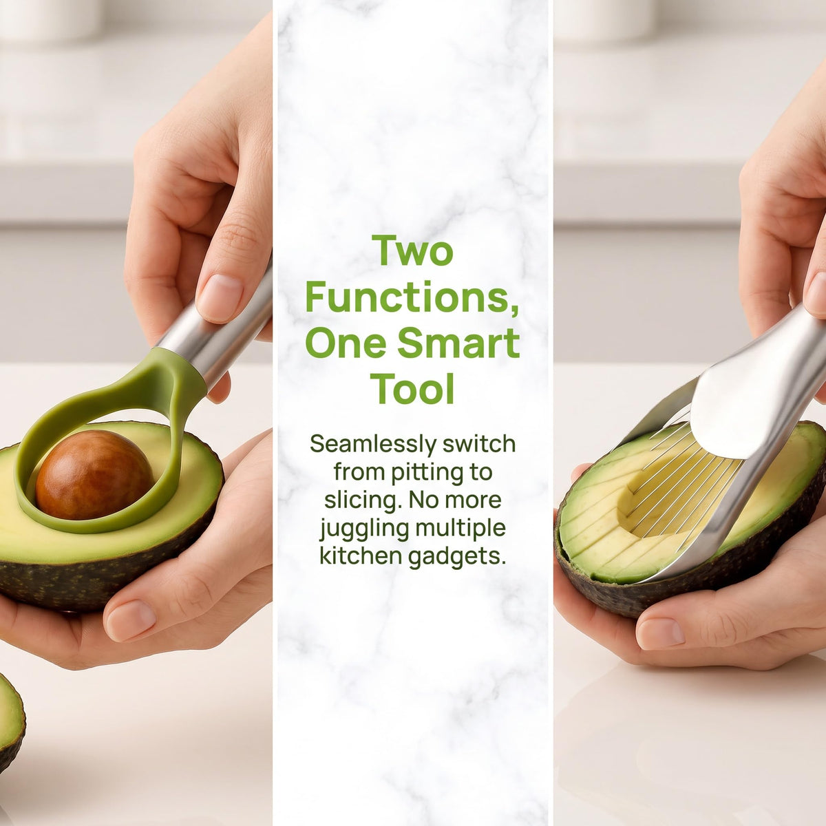 QPQ 2-in-1 Avocado Slicer & Pitter, Stainless Steel Kitchen Tool