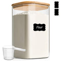 ComSaf Glass Storage Jars with Bamboo Lids 4.6 Qt Large Pantry Square