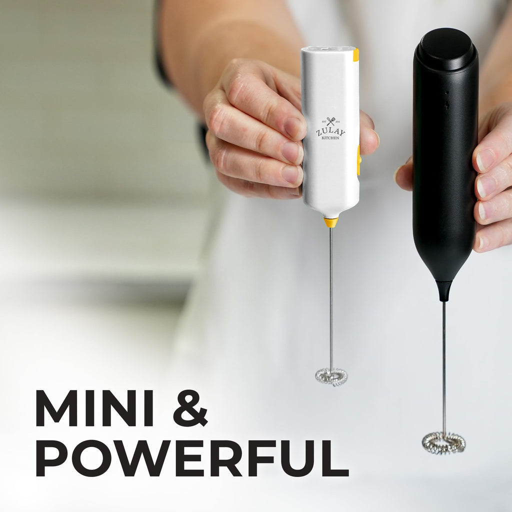 Mini & Mighty Milk Frother Wand – Powerful Handheld Coffee Frother, Battery Operated Drink Mixer – Compact Pocket Size – Detachable Whisk for Latte, Cappuccino, Matcha, Hot Chocolate