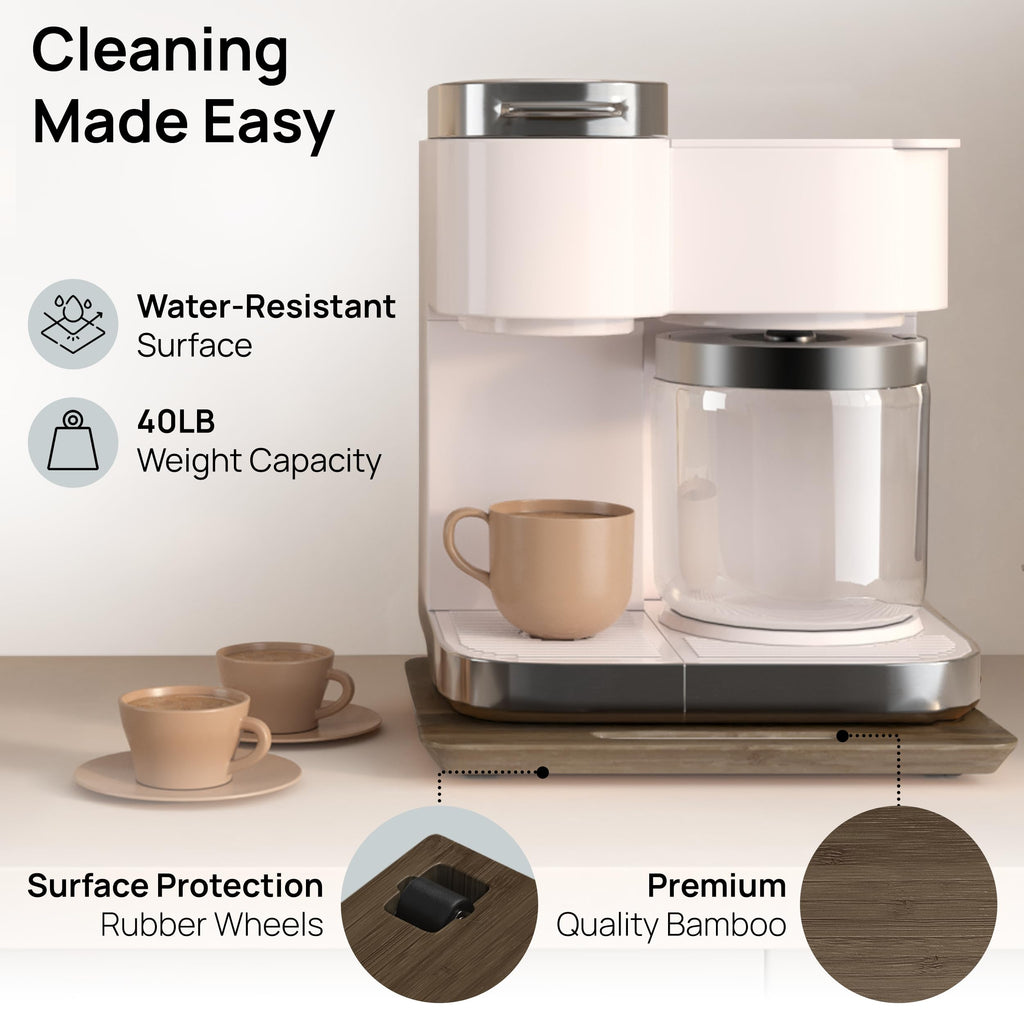 Ibyx Appliance Slider, Sliding Tray for Coffee Maker, 12 x 16 in, Brown