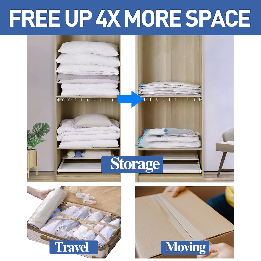 Vacuum Storage Bags, 10 Jumbo Space Saver Bags Compression for Comforters, Bedding and Blankets, Vacuum Sealed Bags Clothes Storage Travel Essentials