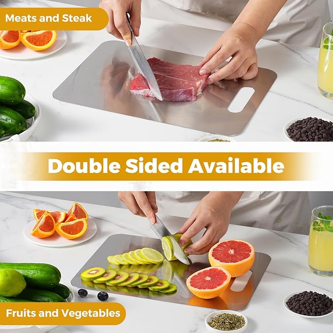 Tavano Titanium Cutting Board,100% Pure Titanium Cutting Boards for Kitchen,Double-side Available Cutting Board for Vegetables,Meat,Fruits,Easy to Store and Clean(M)