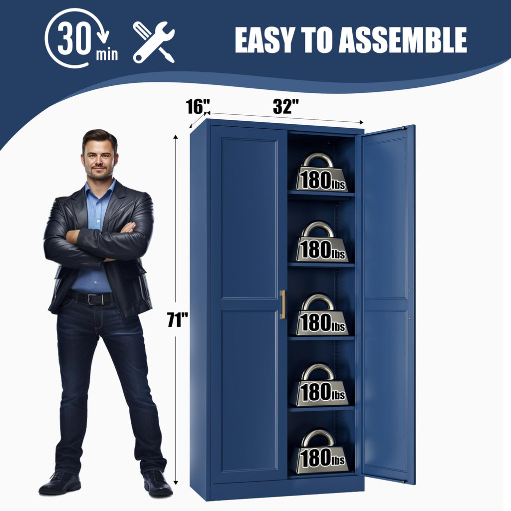 MetalMax 71" Tall Kitchen Pantry Storage Cabinets with Doors and 4 Shelves