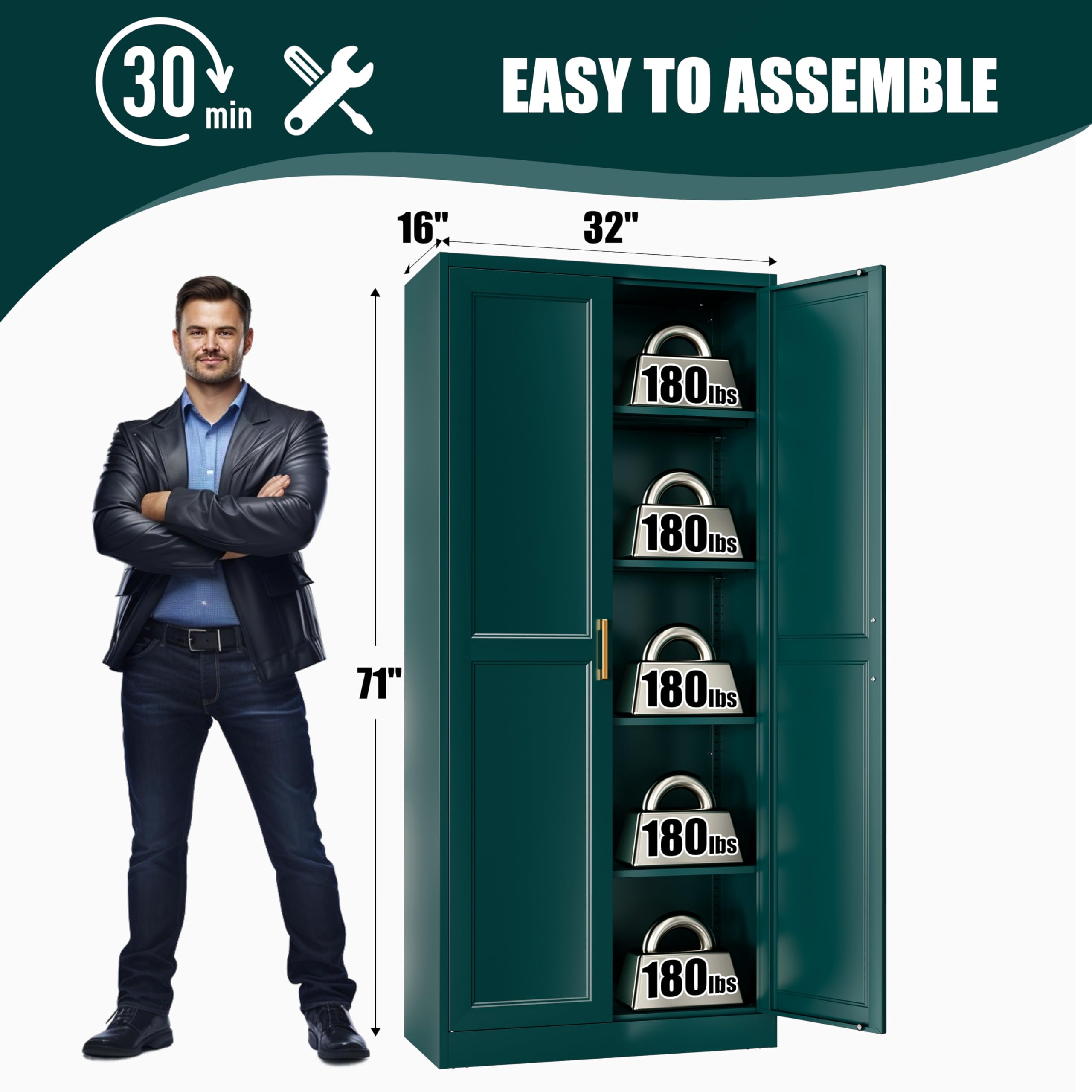 MetalMax 71" Tall Kitchen Pantry Storage Cabinets with Doors and 4 Shelves