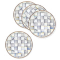 MACKENZIE-CHILDS Enamel Salad and Dessert Plate, Small Plate for a Dessert or Appetizer Dish, 8 Inches, Set of 4, Gray-and-White Sterling Check