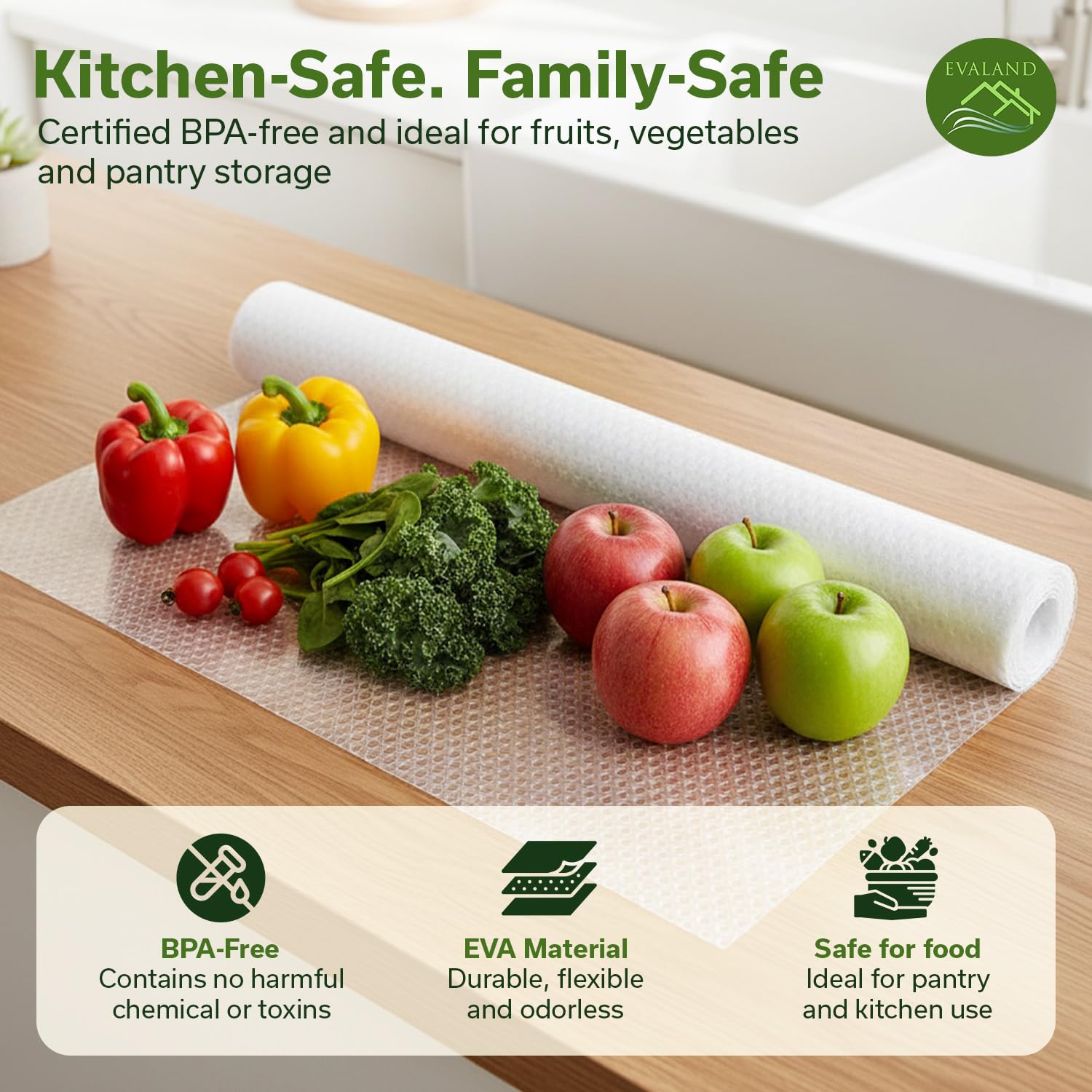 EVALAND Shelf Liner Cabinet Liner Non-Adhesive Drawer Liner 12 in x 20 FT