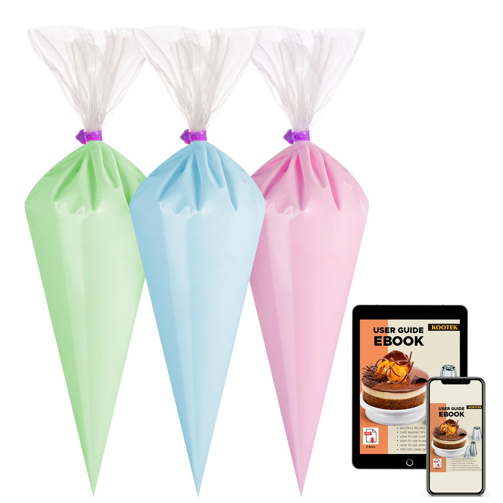Kootek Piping Bags, Disposable Pastry Icing Bags 16 Inch, 100 Pcs Large
