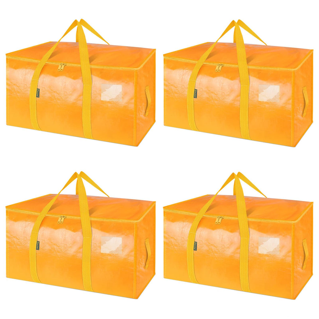BALEINE 4-Pack Oversized Moving Bags with Reinforced Handles, Heavy-Duty Storage Tote for Clothes, Moving Supplies (Light Yellow, 4-Pack)