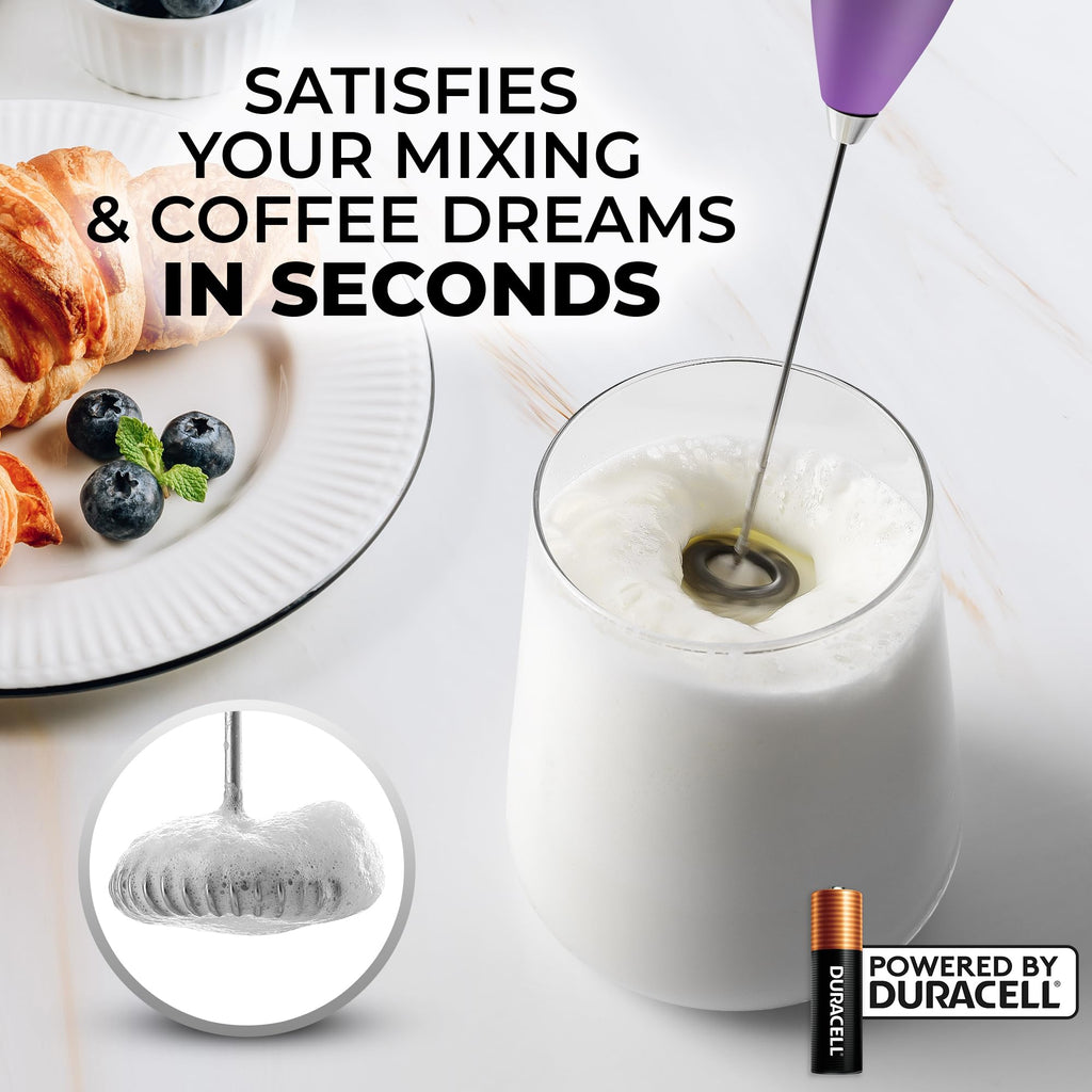 Zulay Powerful Milk Frother for Coffee with Upgraded Titanium Motor - Handheld Electric Whisk, Milk Foamer, Mini Mixer & Coffee Blender for Frappe, Latte, Matcha, No Stand - Mystic Galaxy