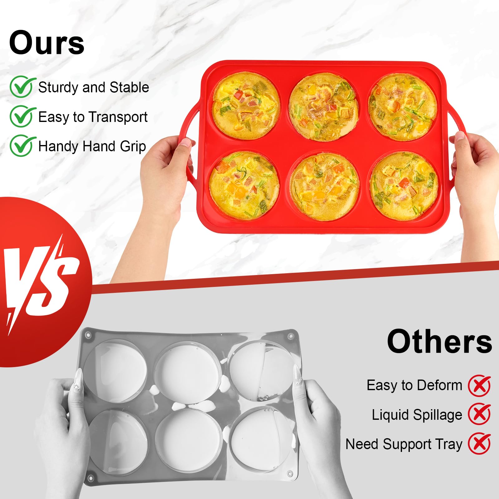 Puyeipt 4 Inch Jumbo Muffin Top Pans with Metal Frame, 2 Pack, 12 Cups