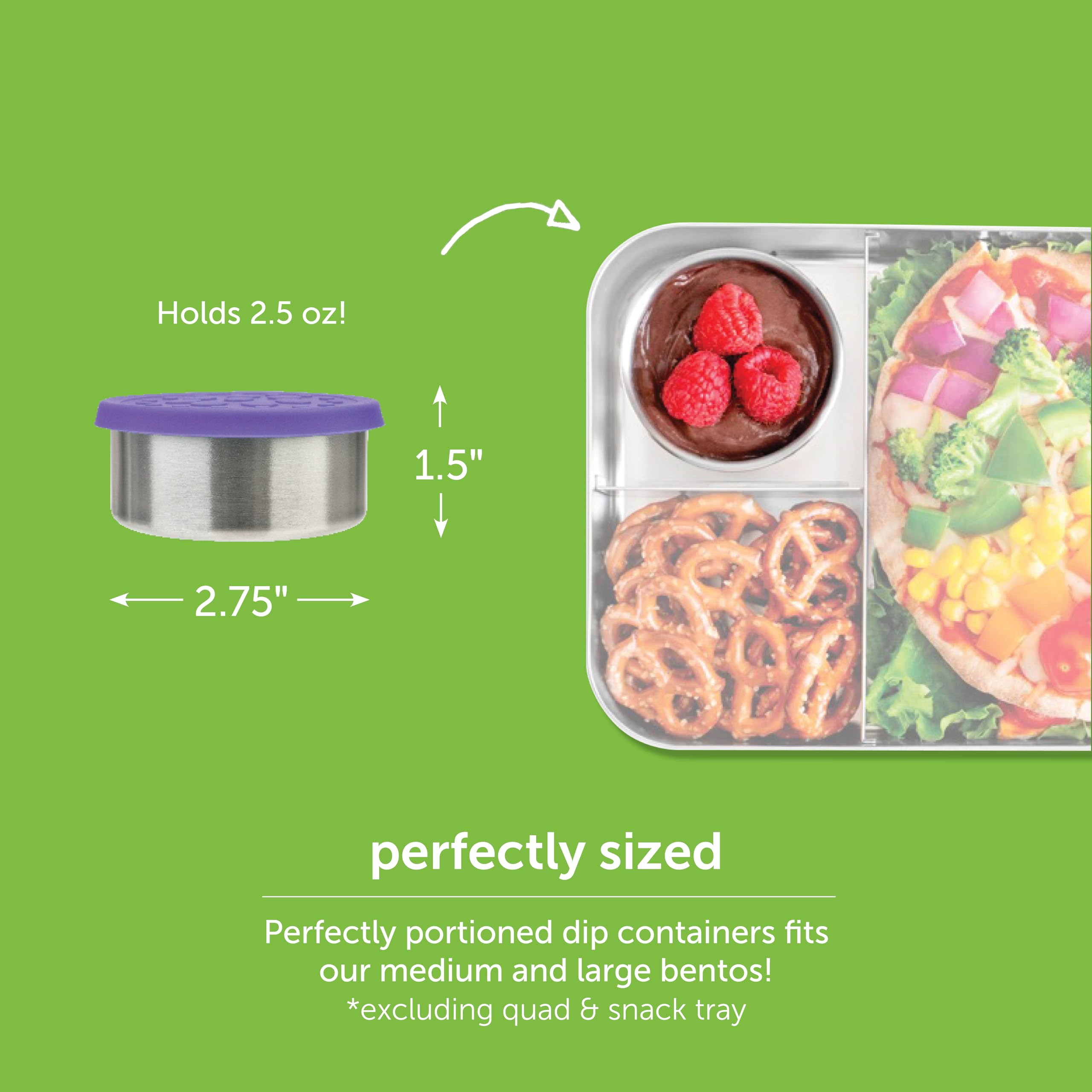 LunchBots 2.5 oz Stainless Steel Condiment Containers 2pk Aqua