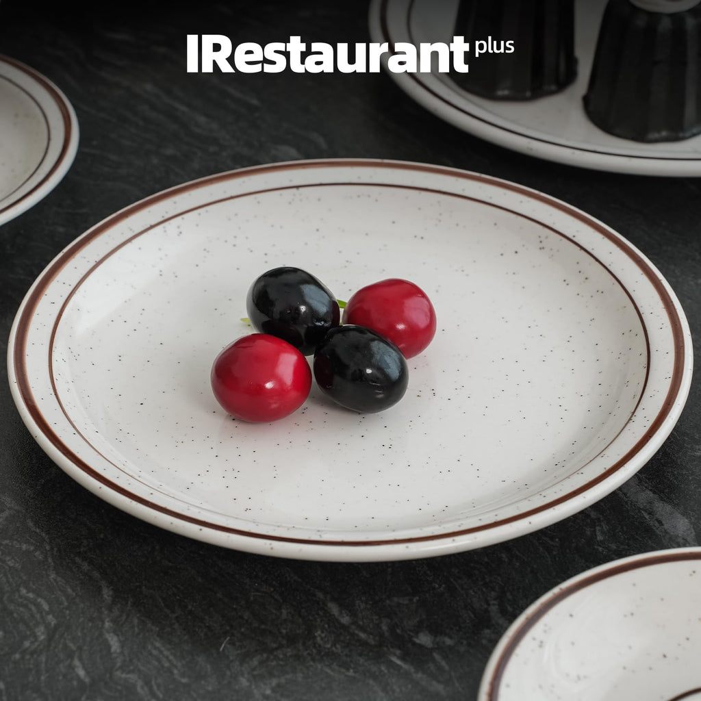 IRESTAURANT PLUS Stoneware Narrow Rim Brown Speckle, Plate 6.5", Case of 36