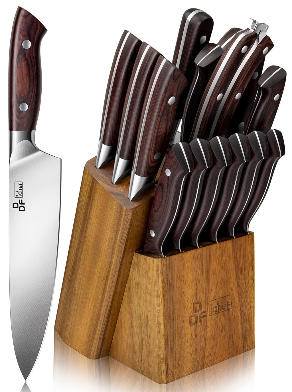 16-Piece Kitchen Knife Set, High-Carbon Stainless Steel, Pakkawood Handles