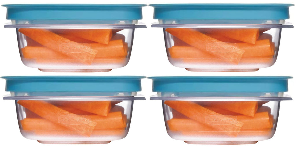 Utensilux Rubber maid 1.25 Cup Flex & Seal Leak Proof Lids Food Storage Container Set, Teal, Clear Meal Prep Flex Containers, 4 Piece Bundle Set